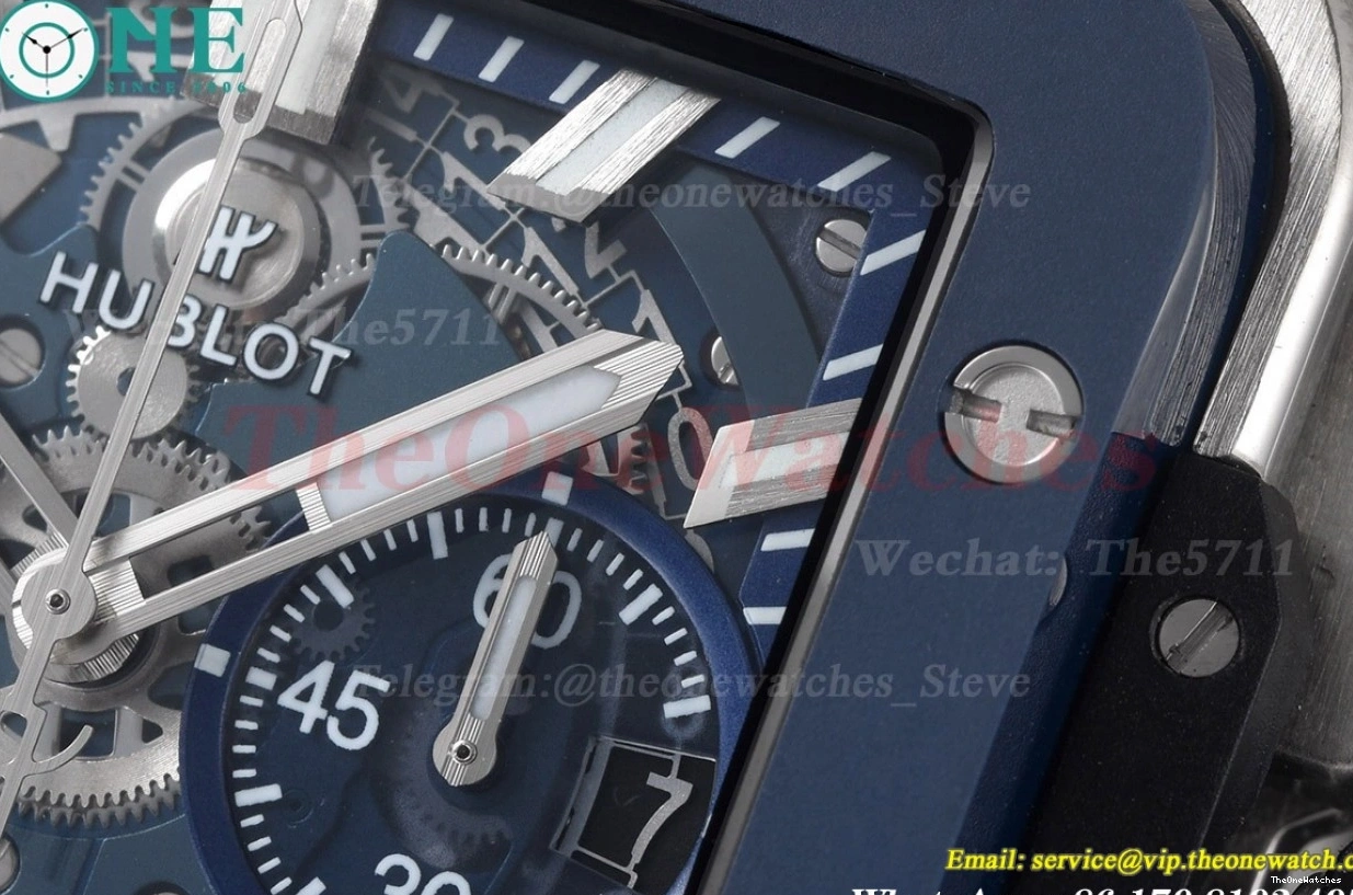 Cer HUB1280A Dial RU Square Skeleton 42mm SS Bang Blue BBF Unico 1230